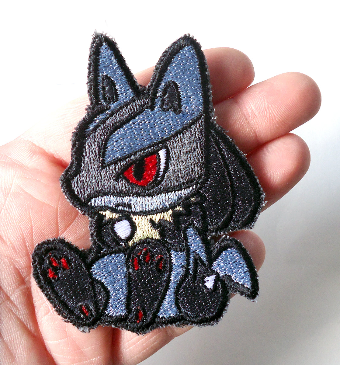 Mega Lucario Iron on Patch Shiny Metallic Embroidered. 