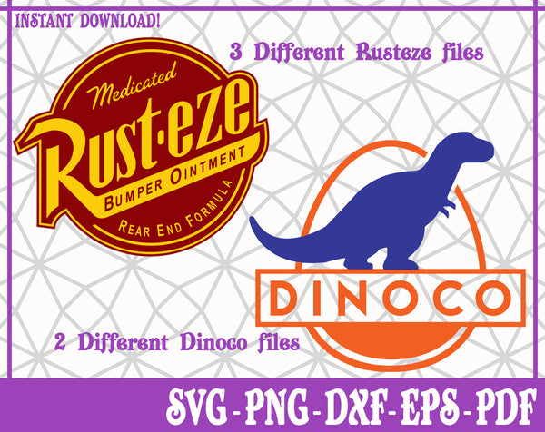 Dinoco & Rusteze Disney Cars Logo SVG, Pdf, Eps, Dxf PNG files for Cricut, Silhouette