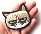Grumpy Cat Handmade Sew On Embroidered Patch
