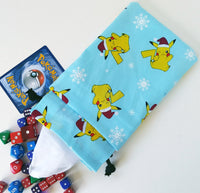 Handmade Drawstring bag -Blue Pokemon Xmas