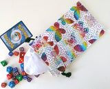 Handmade Drawstring bag - Shiny Rainbow Butterflies