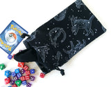 Handmade Drawstring bag - Black Stars Kitty bag