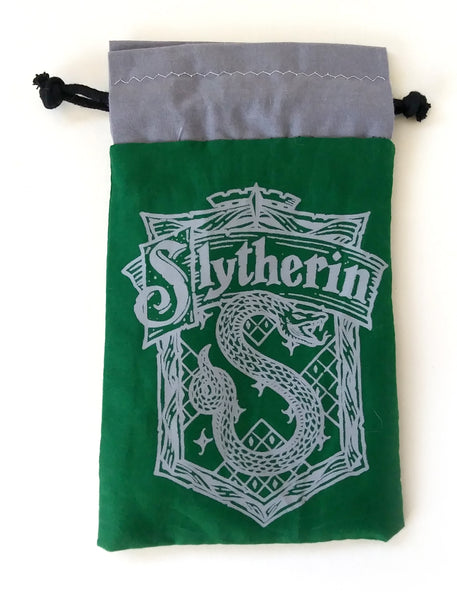 Handmade Drawstring bag - Printed Green Slytherin