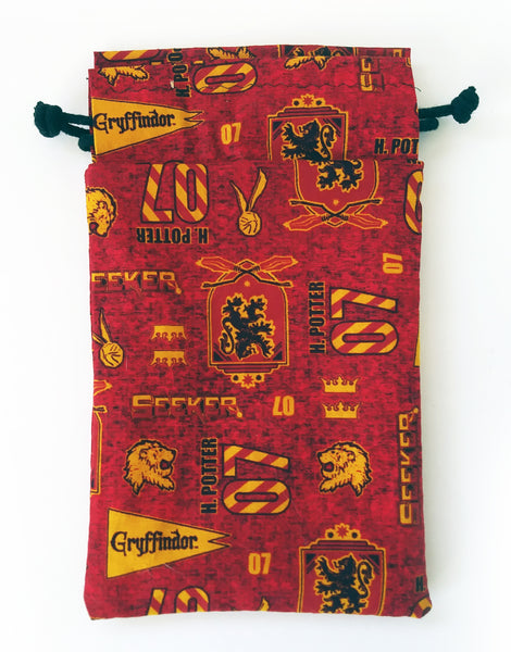 Handmade Drawstring bag - Team Gryffindor fabric