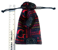 Handmade Drawstring bag - Black Gryffindor fabric