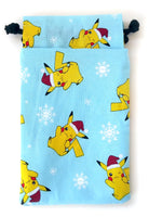 Handmade Drawstring bag -Blue Pokemon Xmas