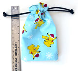 Handmade Drawstring bag -Blue Pokemon Xmas