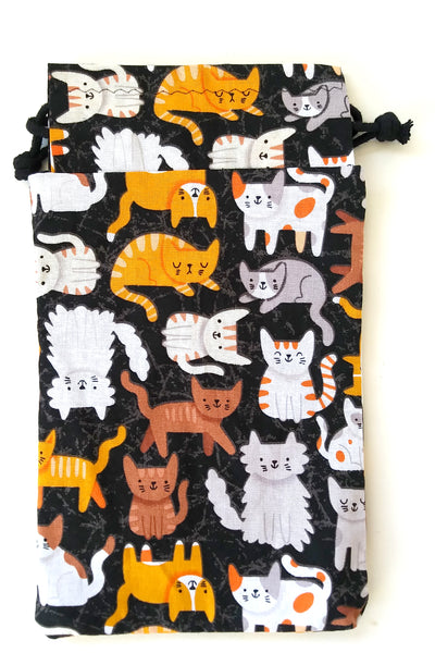 Handmade Drawstring bag - Cute Kitty Print