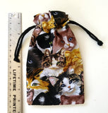 Handmade Drawstring bag - Realistic Kitty Print