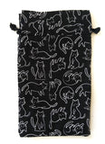 Handmade Drawstring bag - Cute Black cat Print