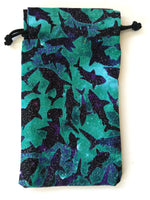 Handmade Drawstring bag - Glittery Shark Galaxy
