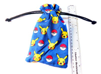 Handmade Drawstring bag -Blue Pikachu Pokeball