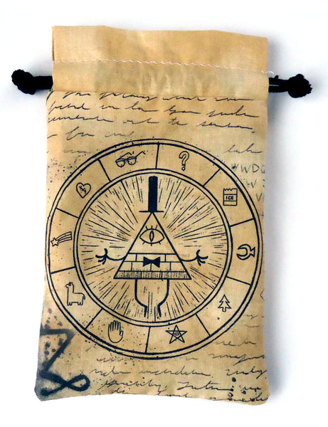 Handmade Drawstring bag -Printed Bill Cipher