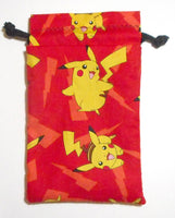 Handmade Drawstring bag - Red Pikachu print