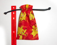 Handmade Drawstring bag - Red Pikachu print