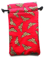 Handmade Drawstring bag - Red Wonder woman
