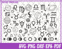 Astrological Symbols Bundle SVG, Pdf, Eps, Dxf PNG files for Cricut, Silhouette