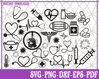 Nurse Hospital Clipart Bundle PNG & SVG files Instant download