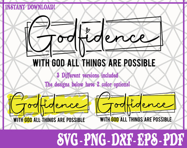 GODfidence SVG, Pdf, Eps, Dxf PNG files for Cricut, Silhouette Instant download