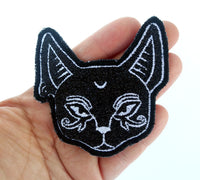 Moon Cat Handmade Sew On Embroidered Patch