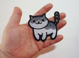 Pickles Gray Cat Handmade Sew On Embroidered Patch